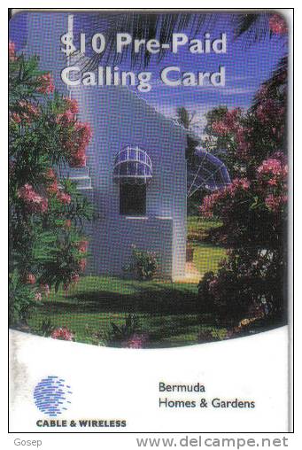 Bermuda-homes A Gardens-$10prepiad Calling Card Plastic Used+1 Card Prepiad Free - Bermuda