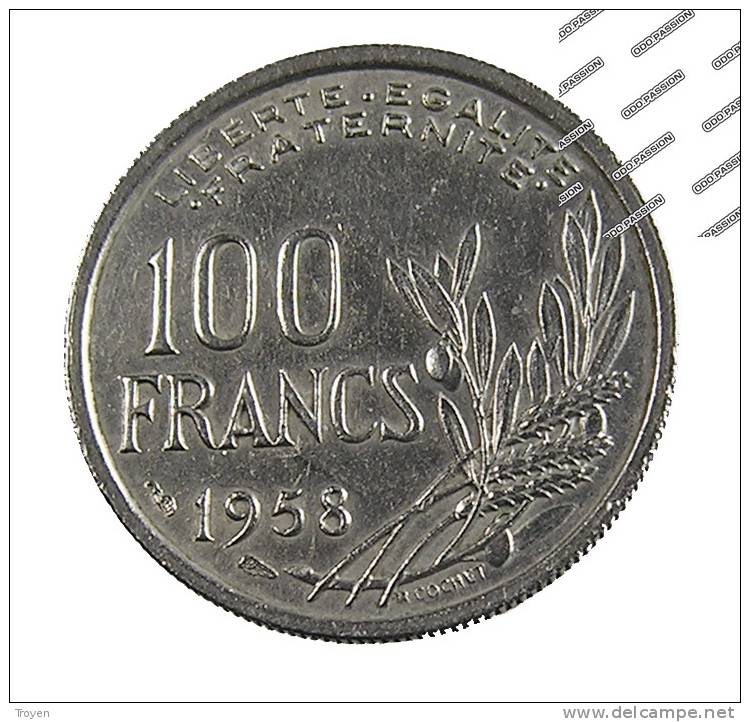 France - 100 Francs - Cochet - 1958 -  Cu.ni  -  TTB - Andere & Zonder Classificatie