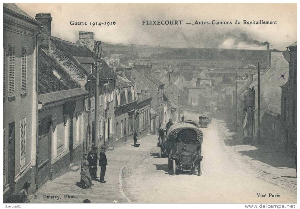 CPA  (80)   FLIXECOURT  /  Guerre 1914-1916  -  Autos-Camions De Ravitaillement  - - Flixecourt