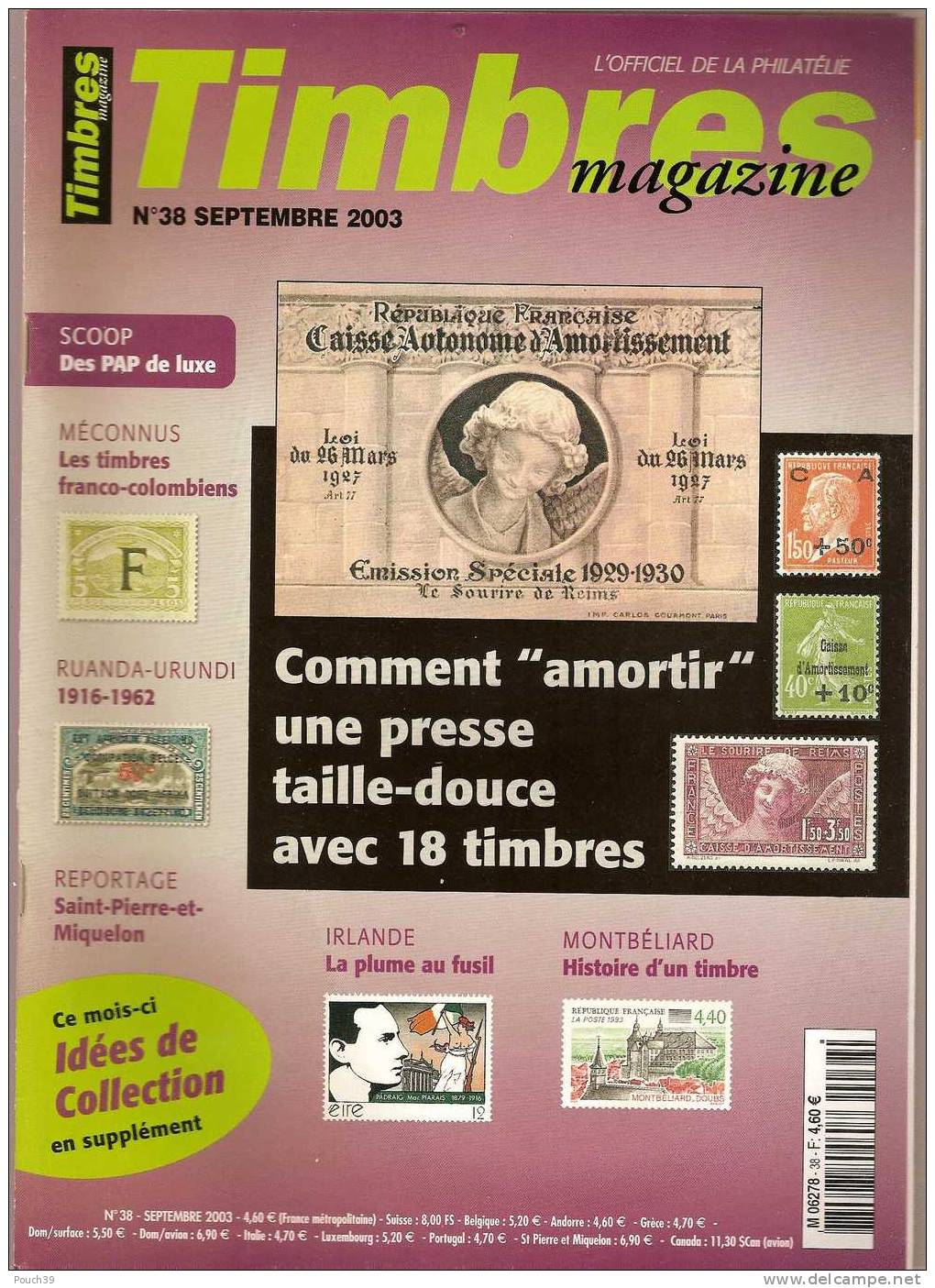 Timbres Magazine N° 38 Septembre 2003 - Francés (desde 1941)