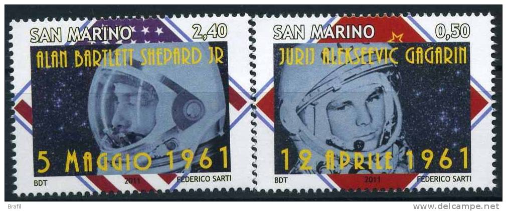 2011 San Marino, Alan Shepard E JuriJ Gagarin , Serie Completa Nuova - Unused Stamps