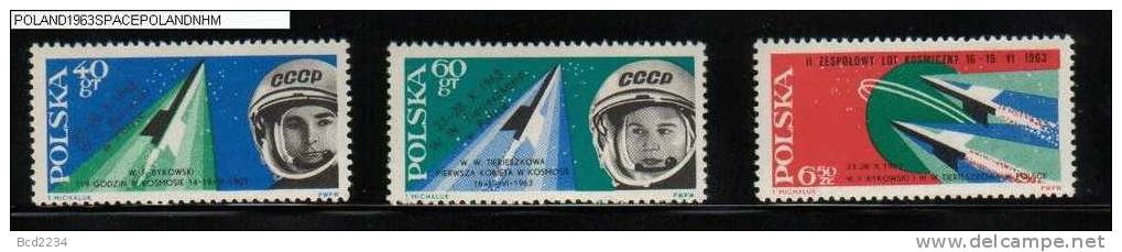 POLAND 1963 VISIT OF SOVIET COSMONAUTS OVERPRINT BYKOWSKI 1ST WOMAN IN SPACE TIERIESZKOWA NHM Cosmos Rockets Russia USSR - Neufs