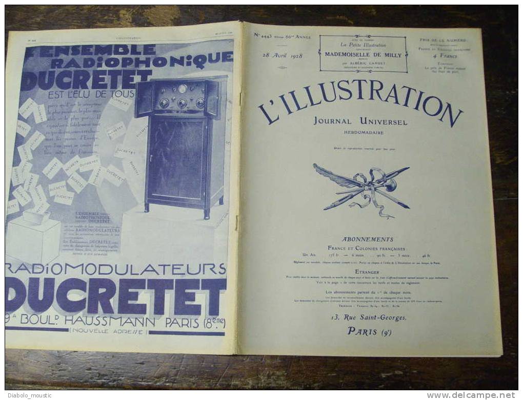 1928 Théâtre D' ORANGE ; Coste Et Le Brix ; ROI SISOWATH à PNOM-PENH (important Documentaire); Séisme TCHIRPAN ;  MOTOS - L'Illustration