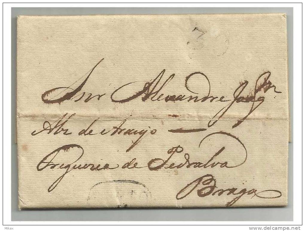 PORTUGAL - 1828 - PREPHILATELIC COVER WITH Numeric 30 And Porto Cancel To Braga - ...-1853 Prephilately