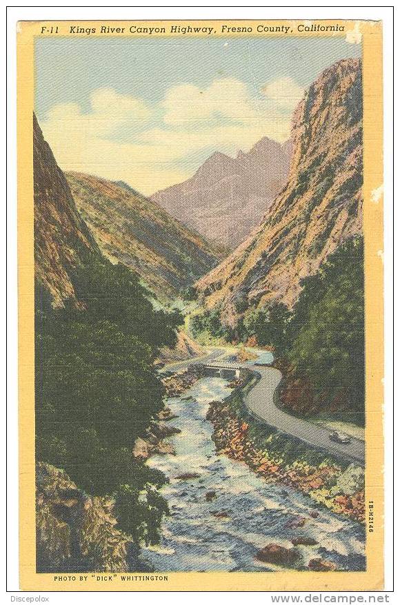 XW 255 Kings River Canyon Highway - Fresno County - Old Mini Card / Viaggiata 1947 - Kings Canyon