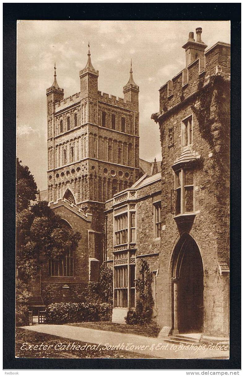 RB 711 - Early Frith Postcard  - Exeter Cathedral South Tower & Entrance To Bishops Palace Devon - Exeter