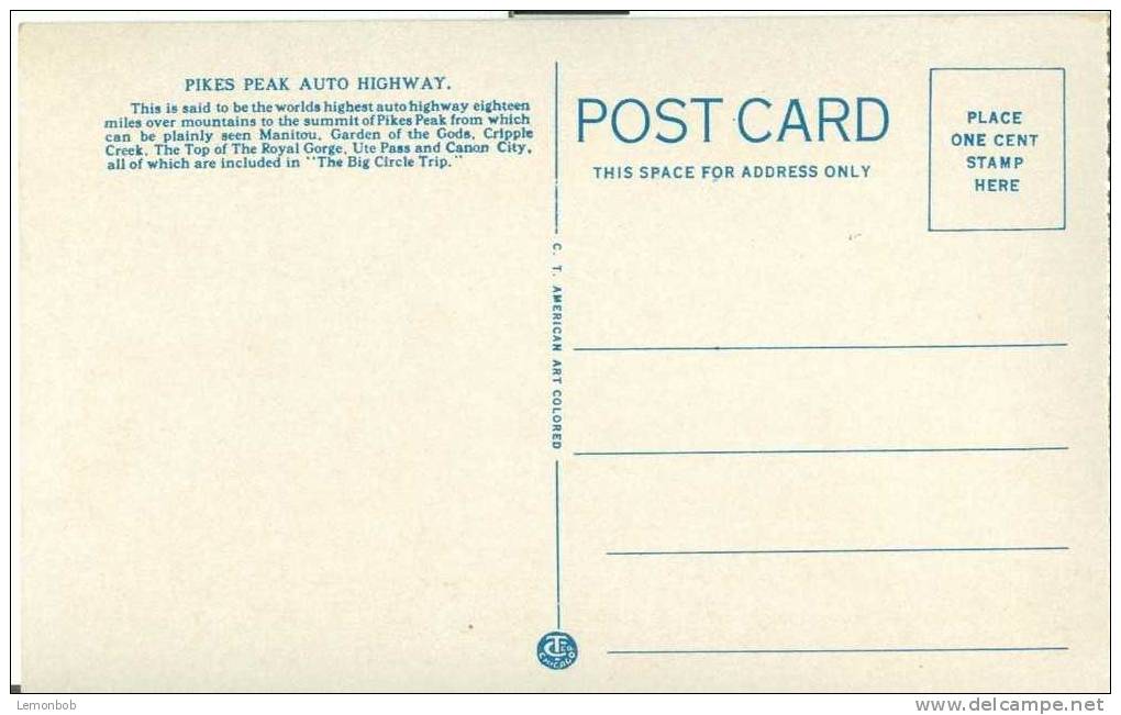 USA – United States – The Switchbacks, Pikes Peak Auto Highway, Colorado Early 1900s Unused Postcard [P3175] - Colorado Springs