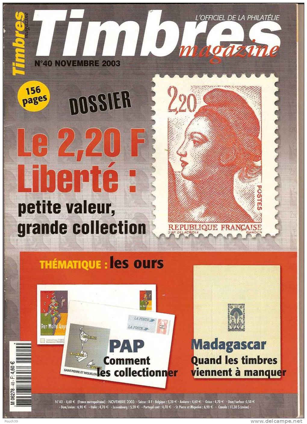 Timbres Magazine N° 40 Novembre 2003 - Français (àpd. 1941)