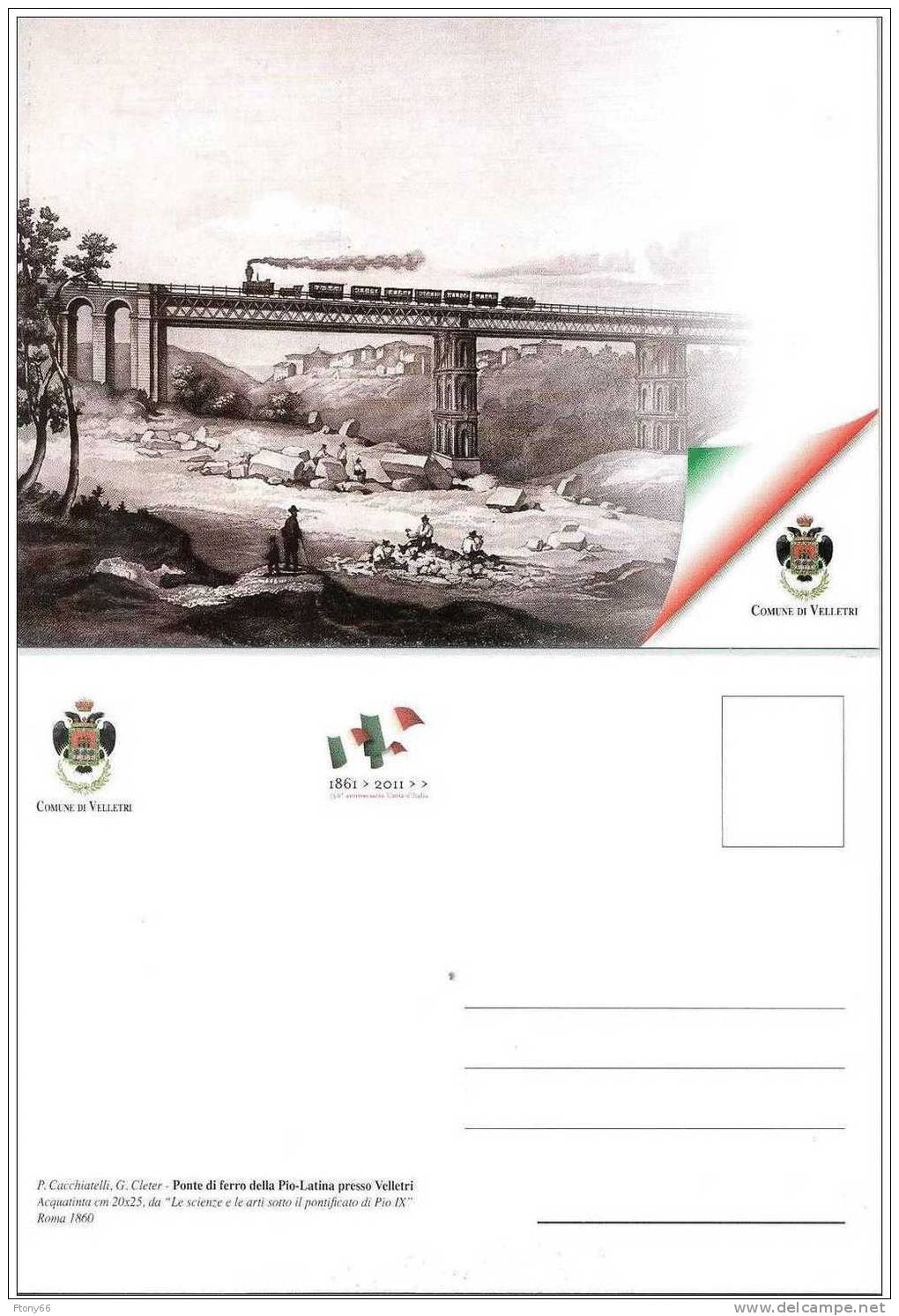 2011 Cartolina Commemorativa Unità D'Italia - Comune Di Velletri Ponte Di Ferro Pio-Latina - Manifestations