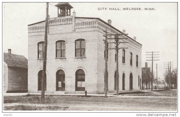 Melrose MN Minnesota, City Hall Street Scene On C1910s(?) Vintage Postcard - Sonstige & Ohne Zuordnung