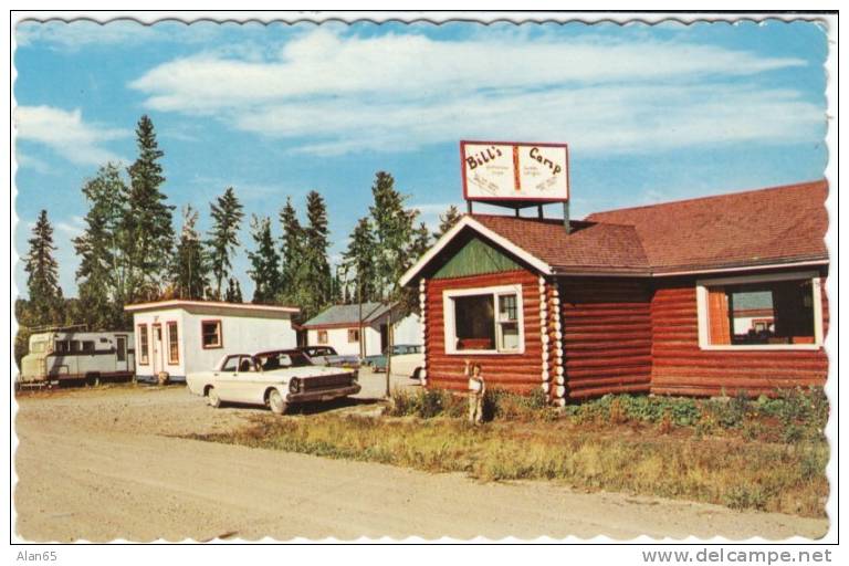 Otter Lake Sask. Canada, Bill's Camp Cabins Lodging, Trailer Auto On C1960s Vintage Postcard - Sonstige & Ohne Zuordnung