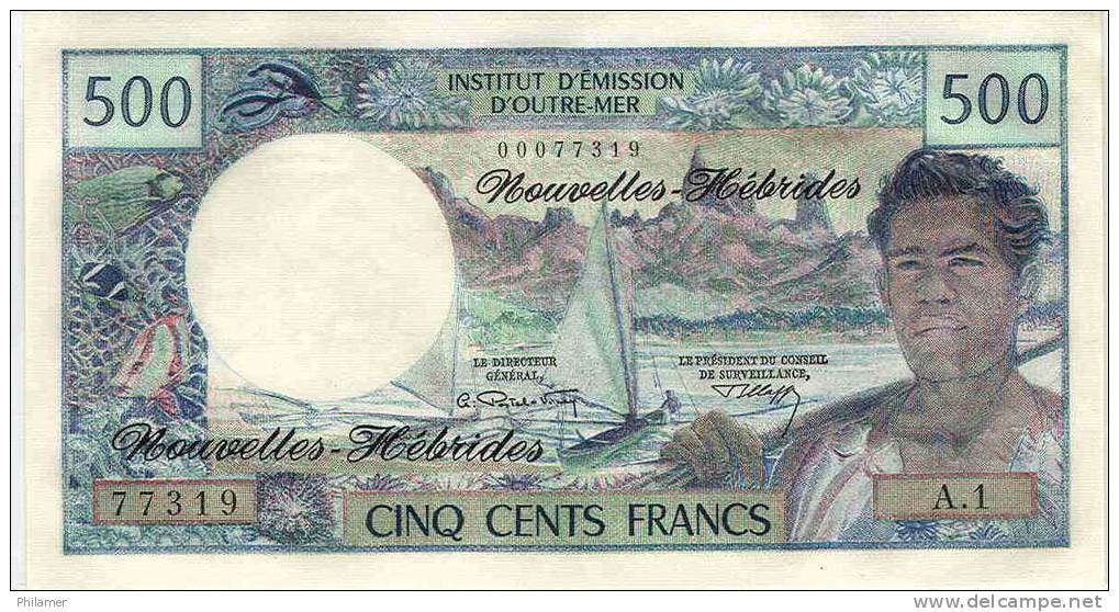 Vanuatu Nouvelles Hebrides Billet Monnaie Ieom 500 Francs Or Neo-hebridais Neuf Unc Alphabet A1 - Vanuatu