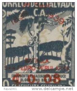 Coat Of Arms, Man Gathering Balsam From Tree, President  Manuel Araujo Surcharged In RED MNH 1939  Scott 583-85 Salvador - El Salvador