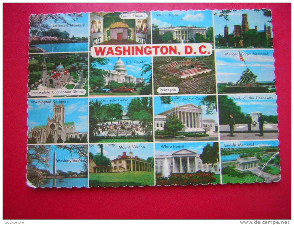 CPM-AMERIQUE-ETATS-UNIS- WASHINGTON . D.C. -MULTI-VUES -VOYAGEE 1975 TIMBRE-ETAT MOYEN - Washington DC