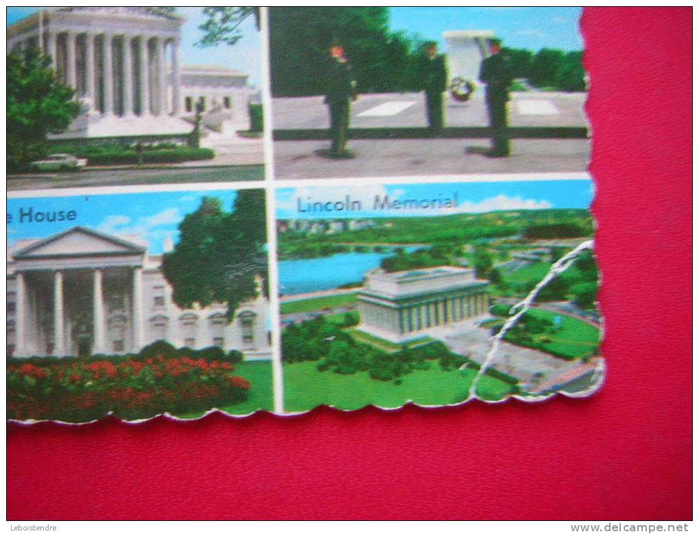 CPM-AMERIQUE-ETATS-UNIS- WASHINGTON . D.C. -MULTI-VUES -VOYAGEE 1975 TIMBRE-ETAT MOYEN - Washington DC