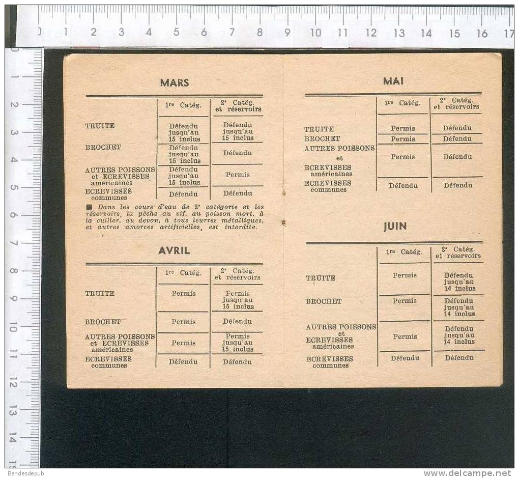 Calendrier De La Pêche En Haute Marne Truite Brochet écrevisse - Petit Format : 1941-60