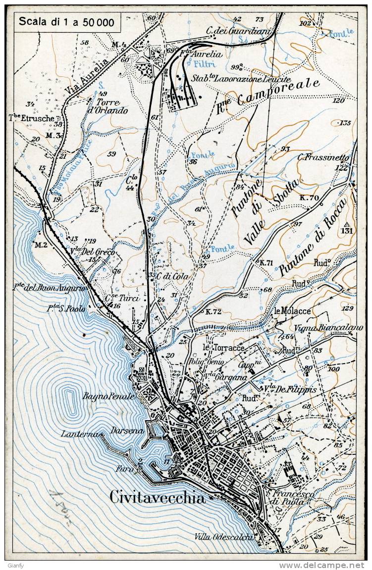 CIVITAVECCHIA MAPPA MILITARE 1915 - Altri & Non Classificati