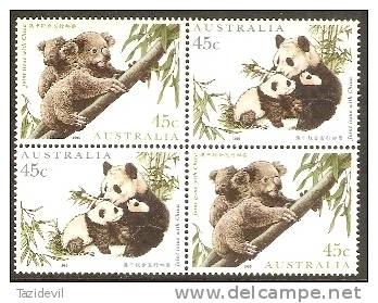 AUSTRALIA - 1995 Koala And Panda Joint Issue With China Block Of Four. Scott 1459. MNH ** - Ungebraucht