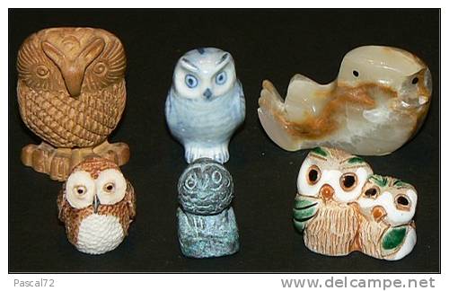 LOT DE 6 PETITES CHOUETTES DE COLLECTION - Birds - Owls