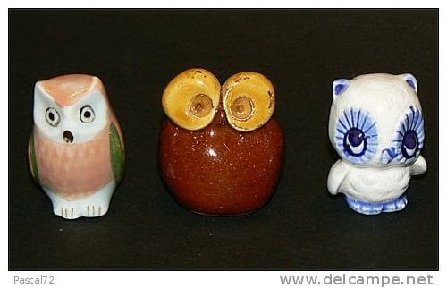 LOT DE 3 PETITES CHOUETTES DE COLLECTION - Vögel – Eulen