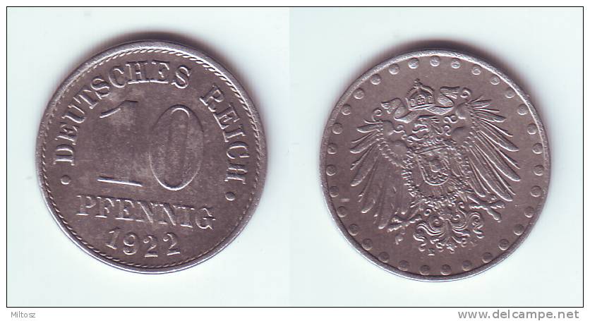 Germany 10 Pfennig 1922 E WWI Issue - 10 Pfennig