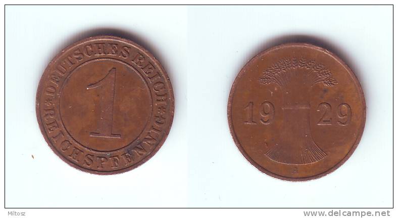 Germany 1 Reichspfennig 1929 A - 1 Rentenpfennig & 1 Reichspfennig