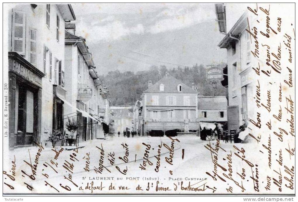 CPA 38 SAINT LAURENT DU PONT PLACE CENTRALE 1902 Dos Simple Carte Rare - Saint-Laurent-du-Pont