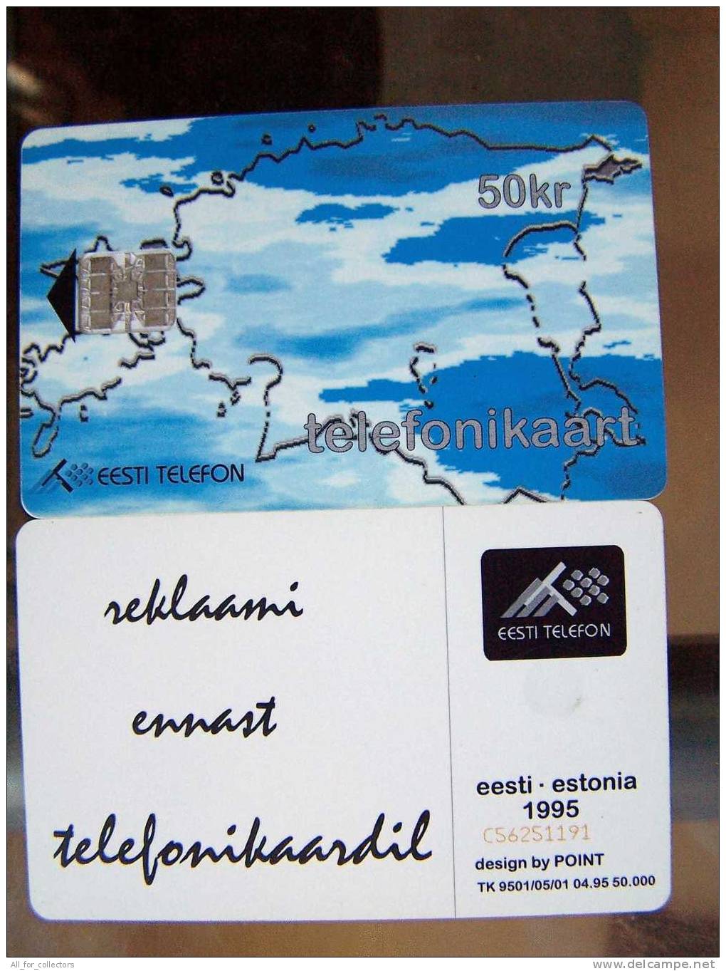 ESTONIAN MAP Chip Carte From Estonie Estland Phone Card Karte 1995 Tirage 50.000 50kr. - Estland