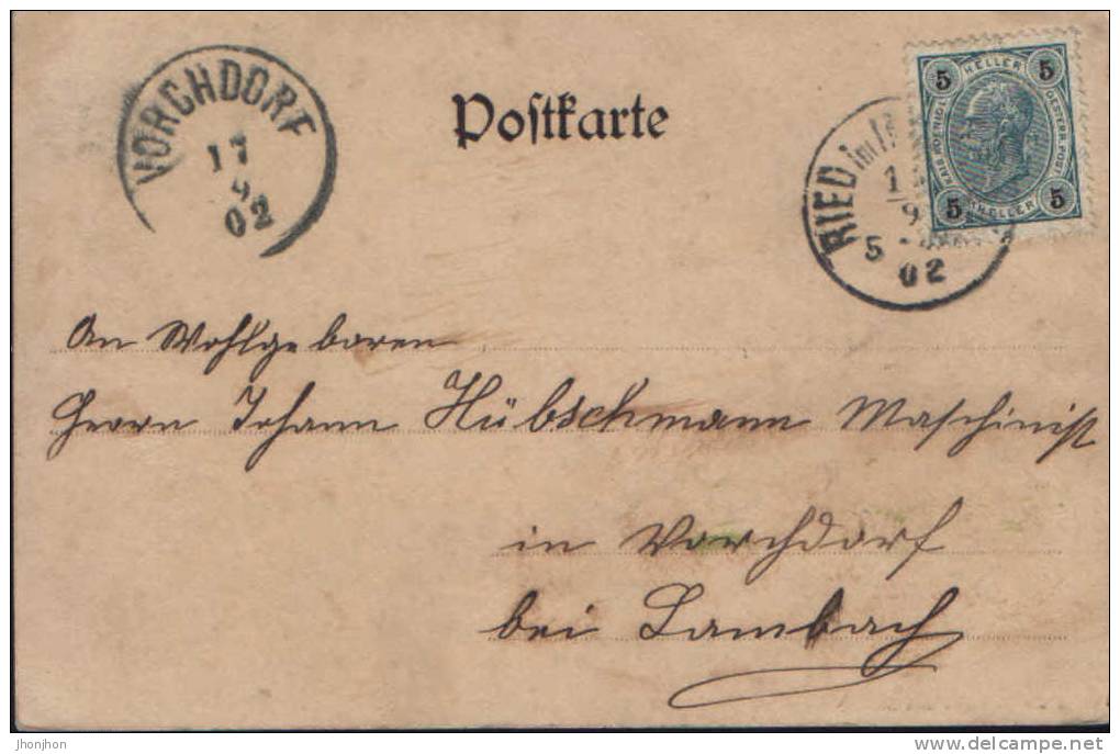Osterreich-Postkarte( Vorläufer) 1902- Gruss Aus Ried - 2/scans - Ried Im Innkreis