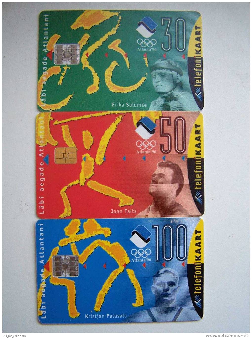 Sport ATLANTA 1996 Olympic Games 3 Cartes From Estonie Estland Phone Cards Karten - Estland