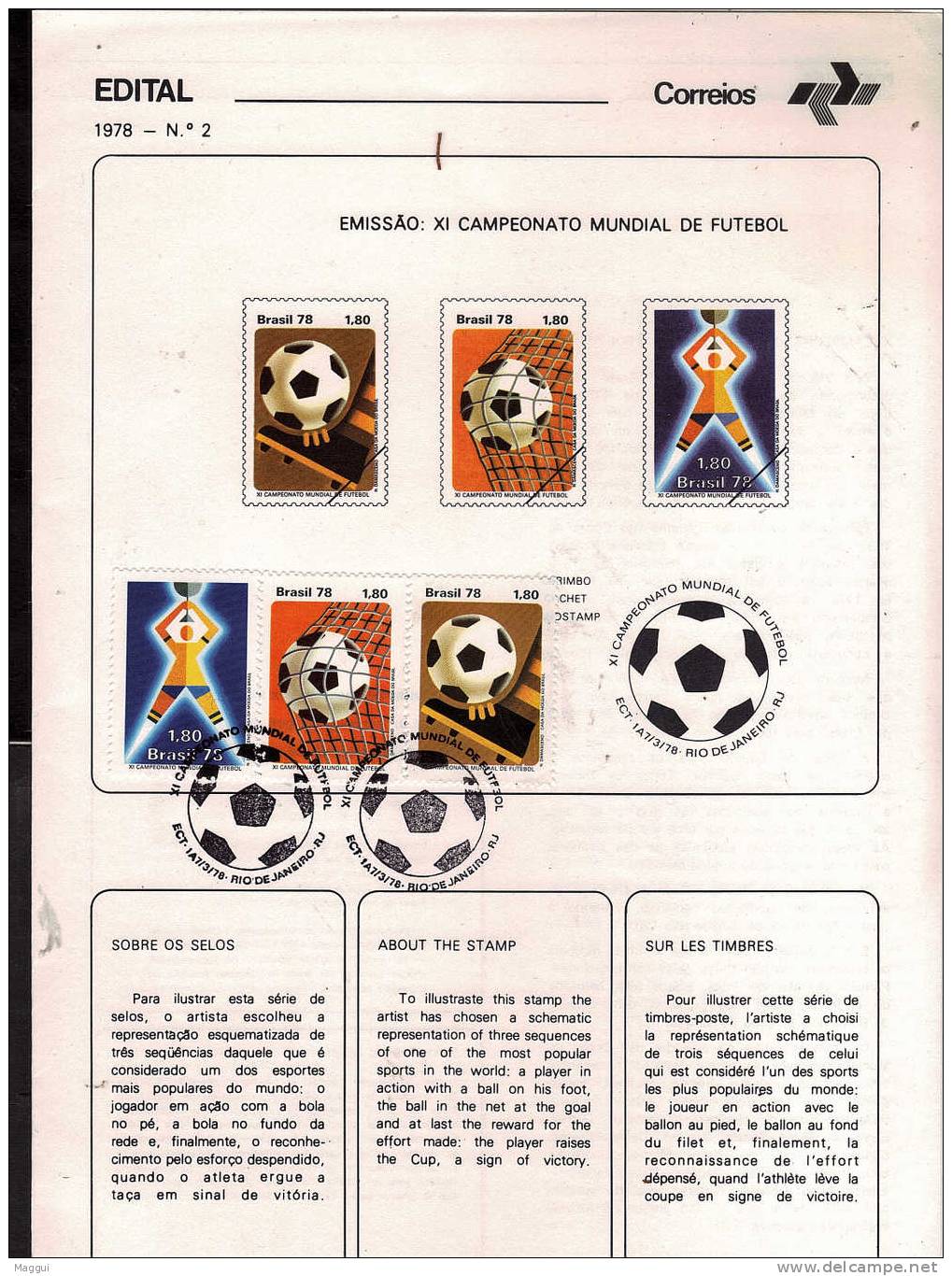 BRESIL Document Philatelique  Cup 1978  Football  Soccer Fussball - 1978 – Argentine