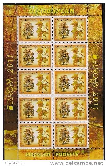 2011  Azerbaijan Aserbaidschan Sheet  Mi..841**MNH    1 Pc Withouth  " Azerbaijan "  Fehldruck  Europa - 2011