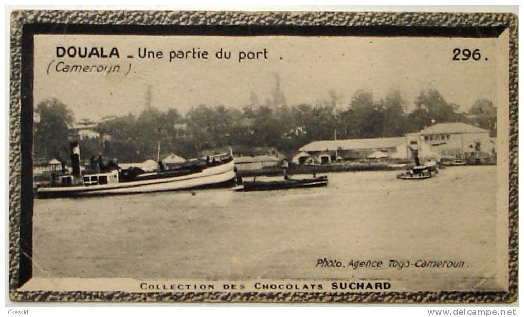 Chromo Chocolat Suchard - Collection Coloniale N°296. DOUALA – Une Partie Du Port (Cameroun) Bateaux, Machine à Vapeur - Suchard