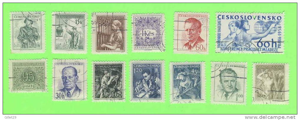 TIMBRES TCHÉCOSLOVAQUIE - 13 TIMBRES De CESKOSLOVENSKO - OBLITÉRÉ - - Collezioni & Lotti