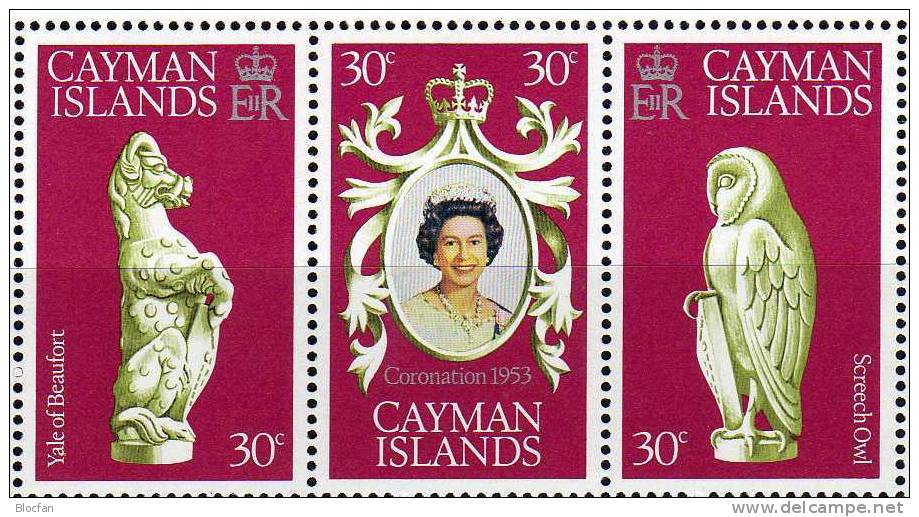 25 Jahre Krönung Elisabeth II. 1978 Kaiman-Insel 409/1 Kleinbogen ** 4€ Wappen Yale Eule Sheetlet From Cayman Island - Cayman (Isole)