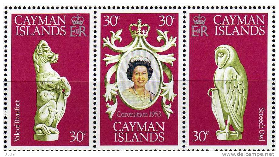 25 Jahre Krönung Elisabeth II. 1978 Kaiman-Insel 409/1 Kleinbogen ** 4€ Wappen Yale Eule Sheetlet From Cayman Island - Cayman Islands