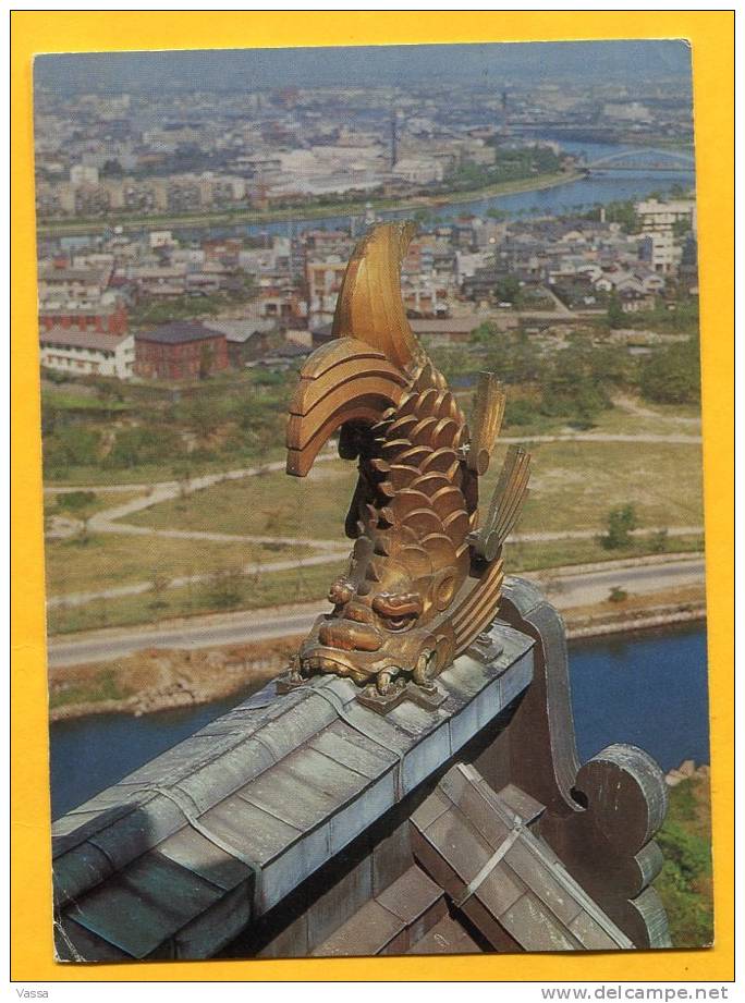 A Golden Fish , Shachihoko,Osaka Castle. Mailed From Indonesia - Osaka