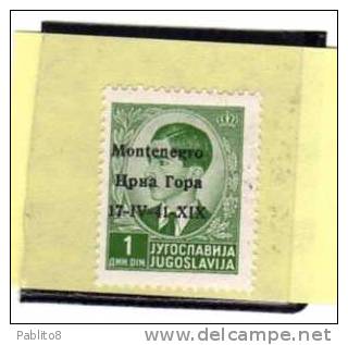 MONTENEGRO 1941 SOPRASTAMPATO 1 D MNH - Montenegro