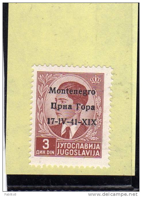 MONTENEGRO 1941 SOPRASTAMPATO 3 D MNH - Montenegro