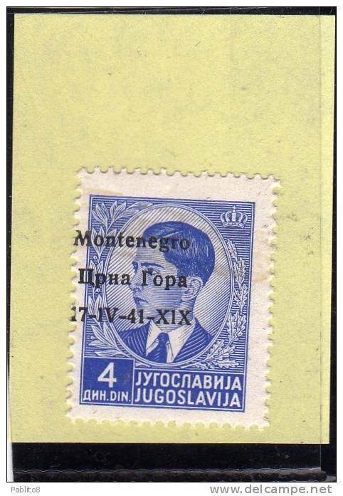 MONTENEGRO 1941 SOPRASTAMPATO 4 D MNH SOPRASTAMPA SPOSTATA - Montenegro