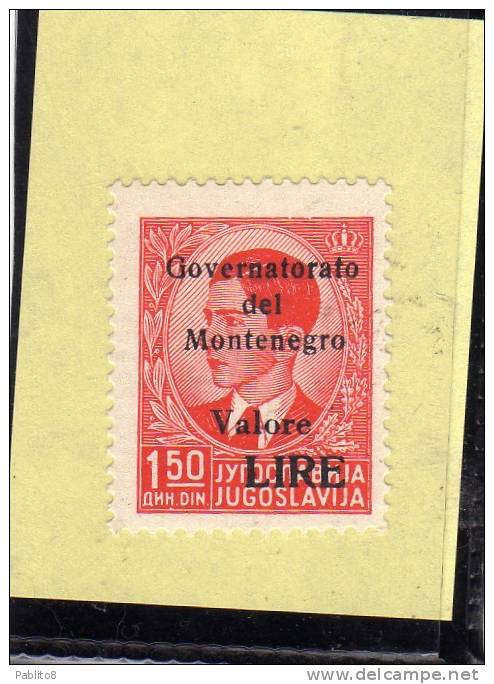 MONTENEGRO 1942 SOPRASTAMPA NERA BLACK OVERPRINTED LIRE 1,50 D MNH - Montenegro
