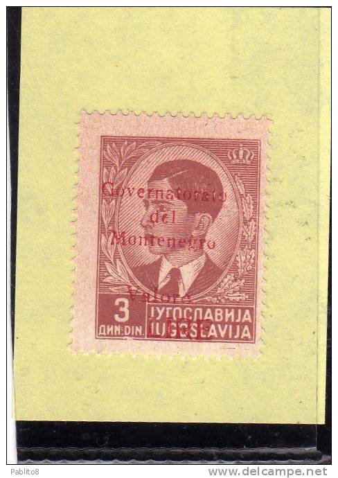 MONTENEGRO 1942 SOPRASTAMPA ROSSA RED OVERPRINTED LIRE 3 D MNH - Montenegro