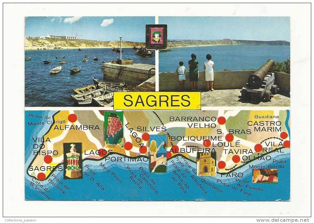 Cp, Portugal, Sagres, Abrigo De Balleira, Fortaleza E Praia Mareta, Voyagée 1971 - Otros & Sin Clasificación