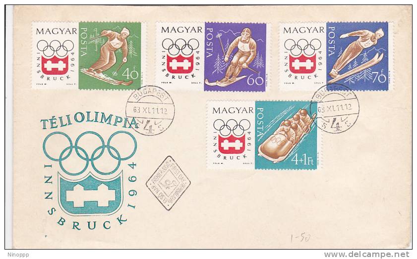 Hungary 1963  Olympic Games Innsbruck FDC - Winter 1964: Innsbruck