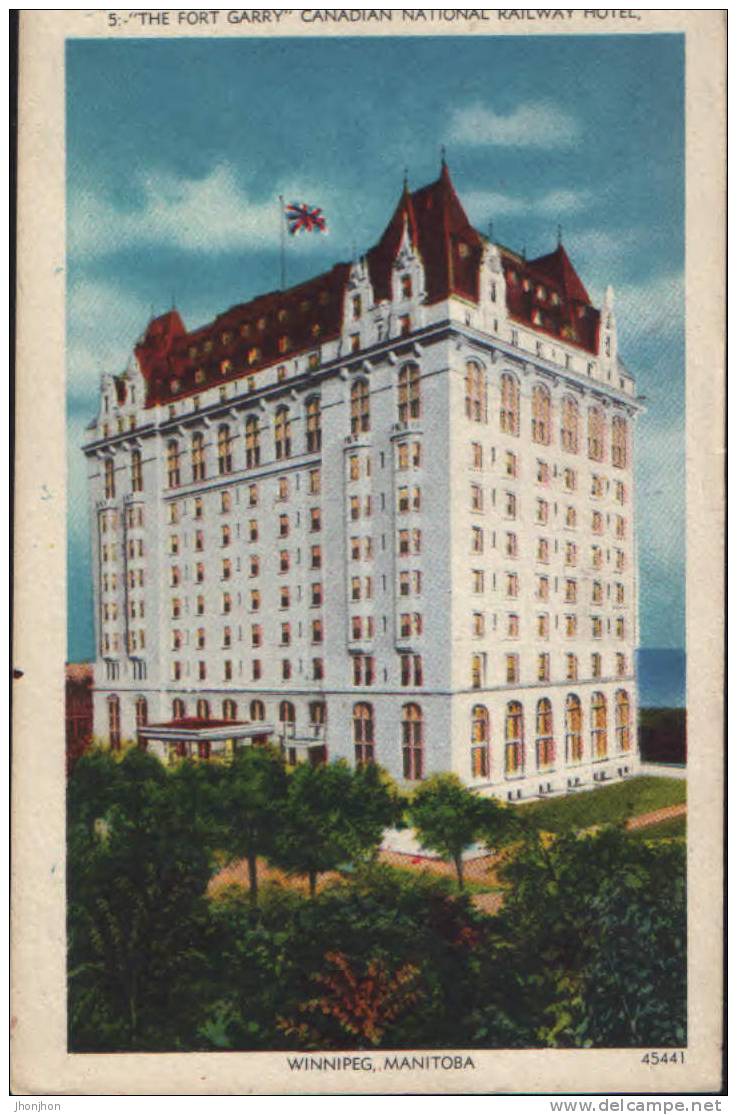 Canada- Postcard 1961- Winnipeg- Manitoba "The Fort Garry" Canadian National Railway Hotel - 2/scans - Winnipeg