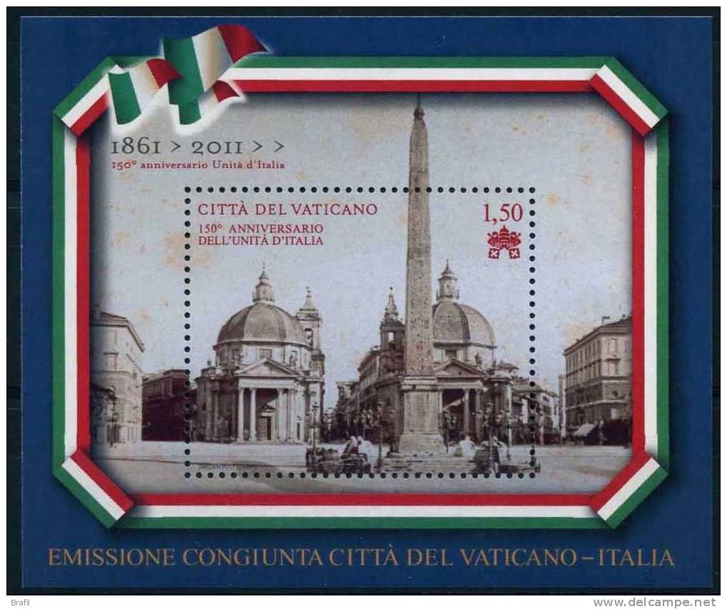 2011, Vaticano, Foglietto 150° Anniversario Unità D'Italia, Serie Completa Nuova (**) - Unused Stamps