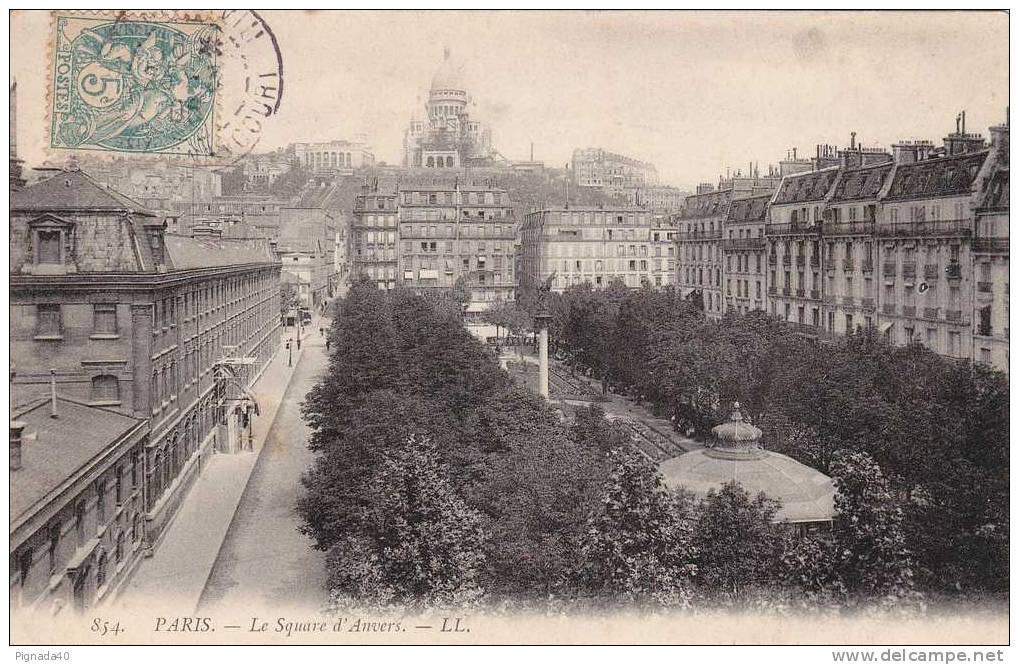 Cp , 75 , PARIS , Le Square D'Anvers - Squares