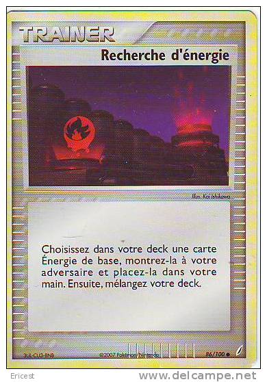 - T - CARTE POKEMON TRAINER RECHERCHE D'ENERGIE 86/100 BON ETAT - Autres & Non Classés