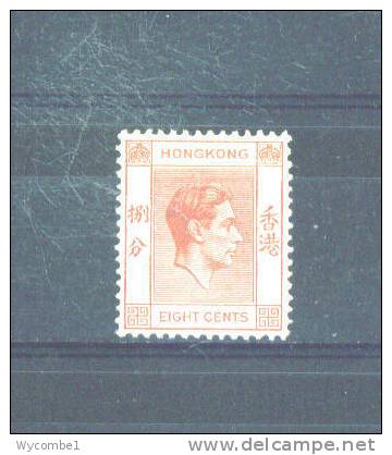 HONG KONG  -  1938 George VI  8c  MM ( Hinge Remainders) - Unused Stamps