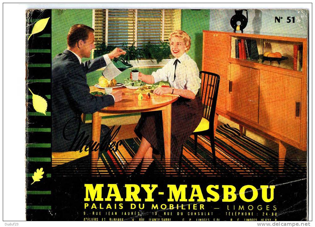 CATALOGUE MEUBLES MARY MASBOU - PALAIS DU MOBILIER - LIMOGES - 1957 - MOBILIER DE FRANCE - Décoration Intérieure